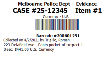 Melbourne Police Dept - Evidence-1